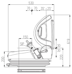 banc de chariot élévateur universelle en vinyle, suspension complete, model3600