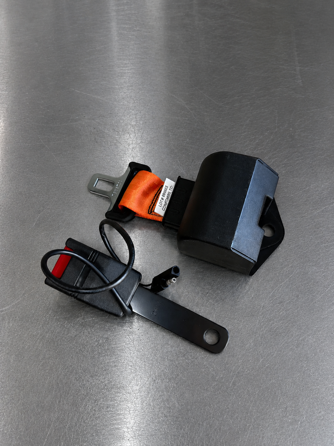 Ceinture de sécurité rétractable orange 2 points avec interrupteur pour chariot élévateur – SY1841-3